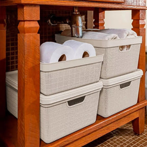 Kit com 4 Caixas Organizadoras Rattan 20L com Tampa