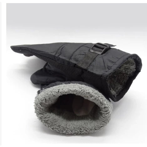 Luva de Couro Impermeável Térmica com Touch para Motoqueiro
