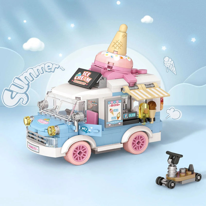 Mini Blocos de Construção Infantil – Carro Criativo de Desenho Animado para Montar, Presente Educativo e Decorativo para Crianças