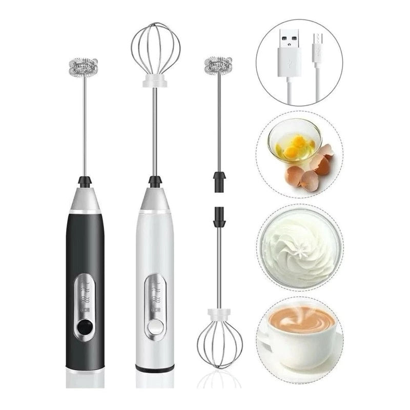 Mini Mixer Elétrico 2 em 1 para Bebidas e Ovos Recarregável