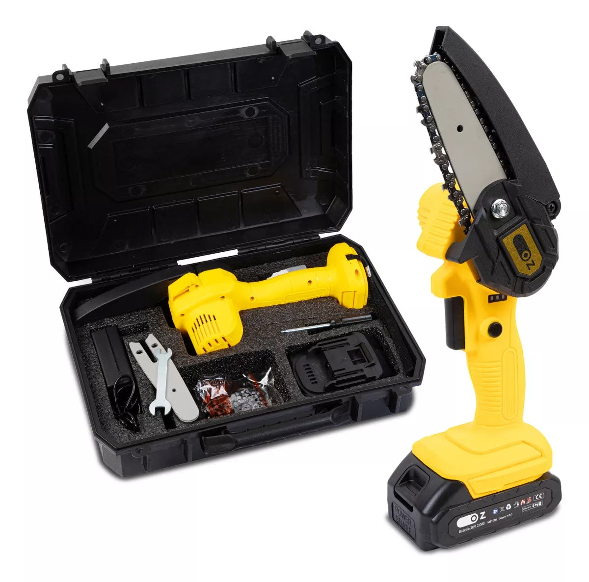 Mini Motosserra Elétrica a Bateria Bivolt Portátil