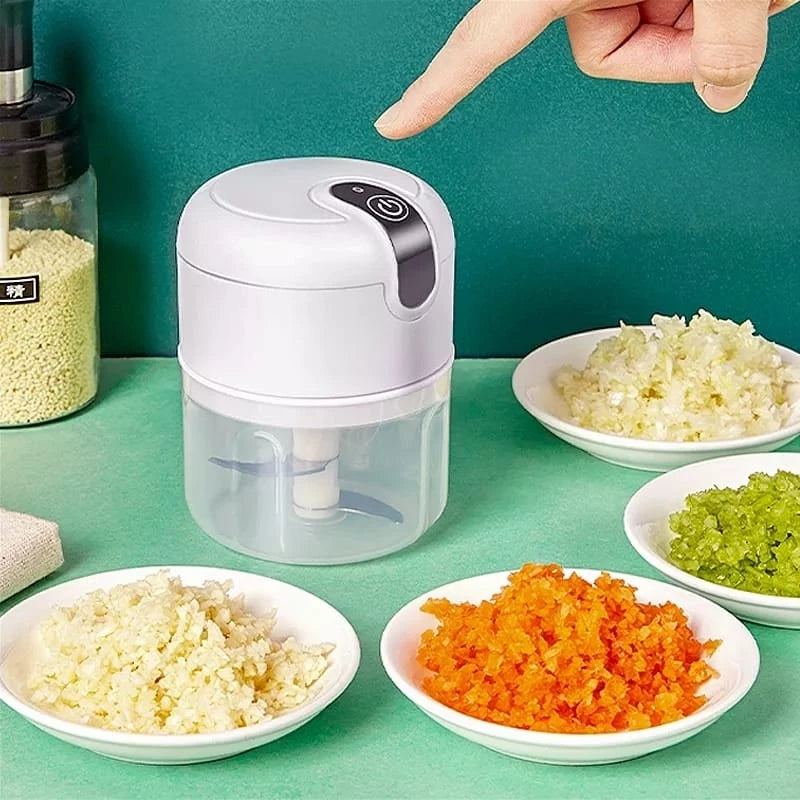 Mini Processador Elétrico de Alimentos Recarregável de Aço Inox