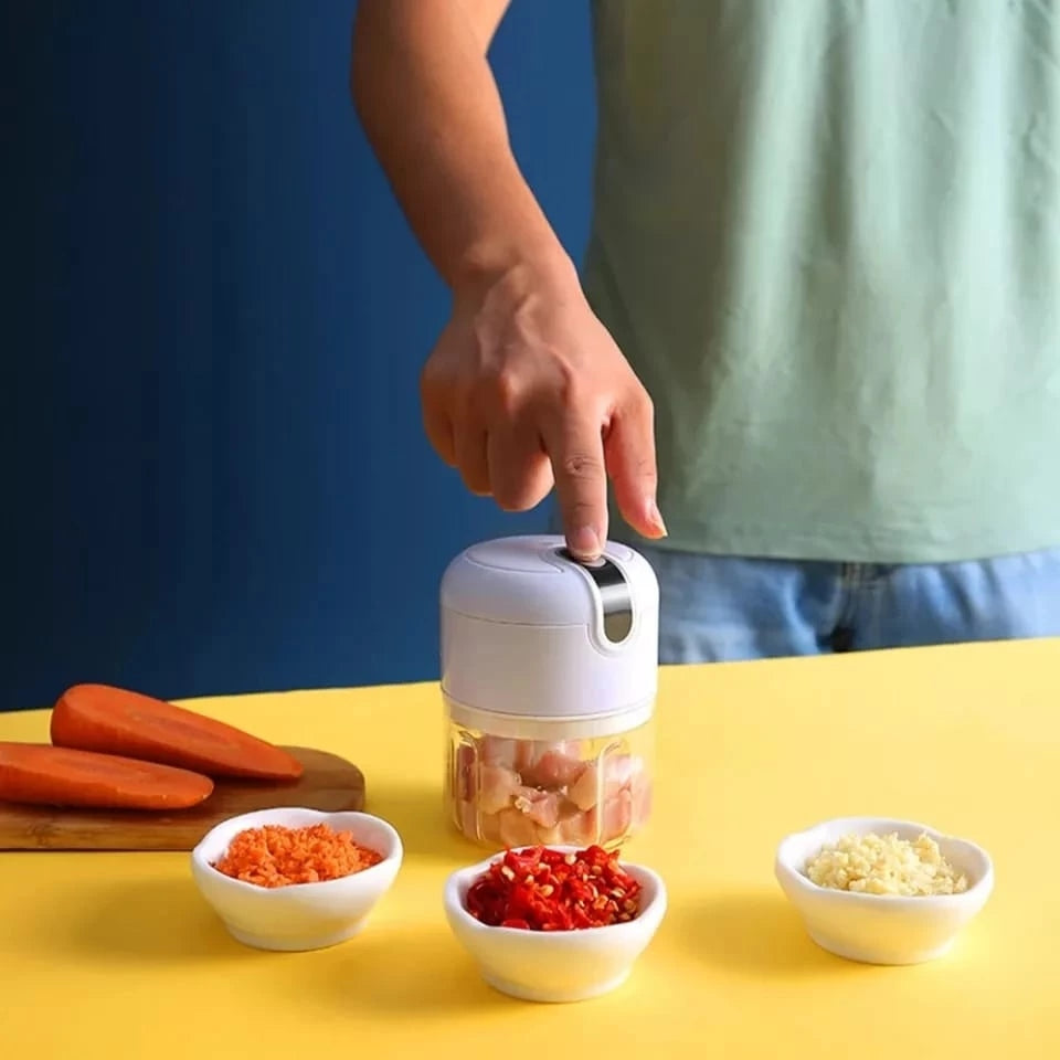 Mini Processador Elétrico de Alimentos Recarregável de Aço Inox