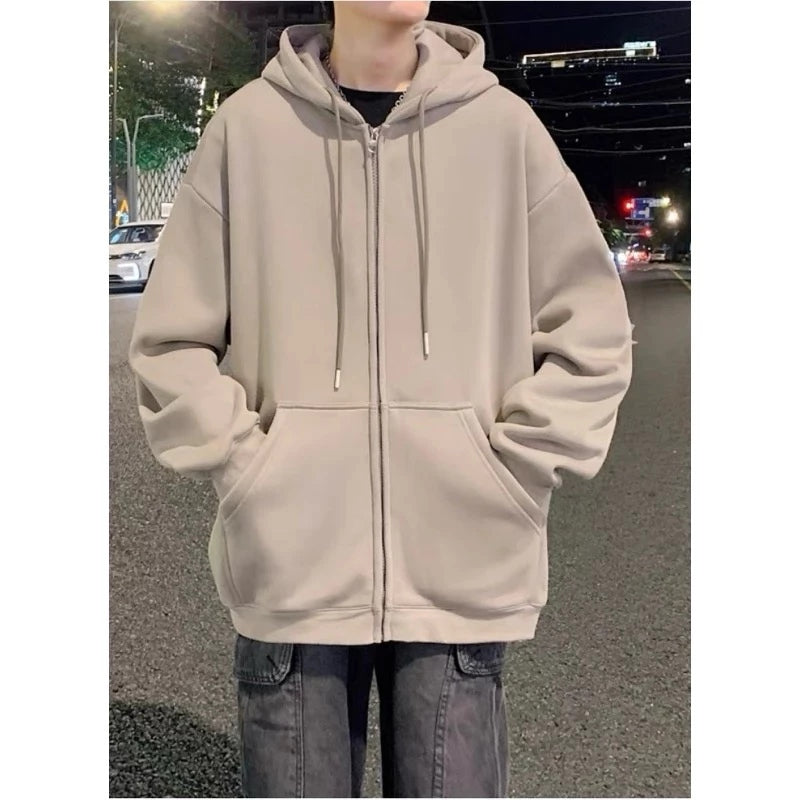 Moletom Unissex de Inverno Básico com Zíper e Capuz