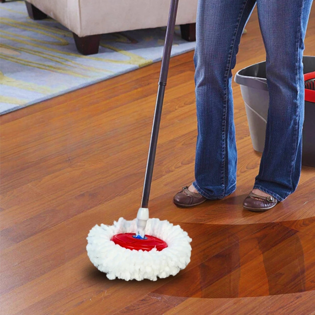 Mop Giratório com Cesto em Inox + 2 Refis – Cabo 140 cm e Rodinhas