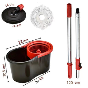 Mop Giratório com Cesto em Inox + 2 Refis – Cabo 140 cm e Rodinhas