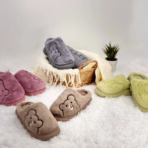 Pantufa Ursinho de Inverno Peluciada Antiderrapante