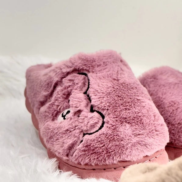 Pantufa Ursinho de Inverno Peluciada Antiderrapante