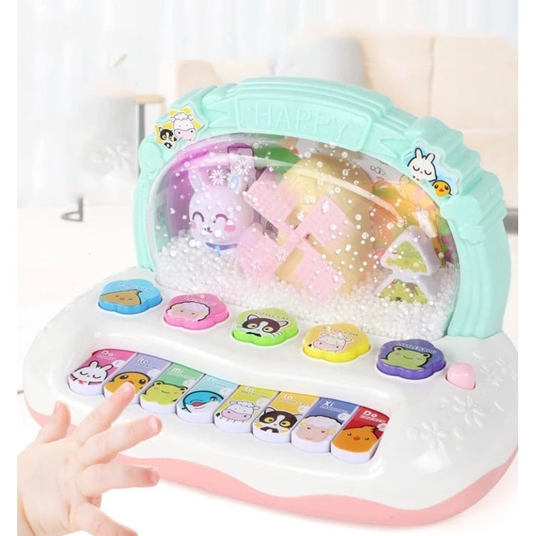 Piano Infantil Eletrônico com Floco de Neve – Brinquedo Musical com Luzes, Sons e Teclas Interativas