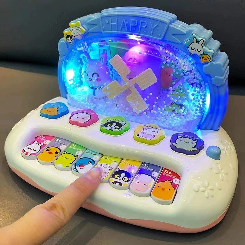 Piano Infantil Eletrônico com Floco de Neve – Brinquedo Musical com Luzes, Sons e Teclas Interativas