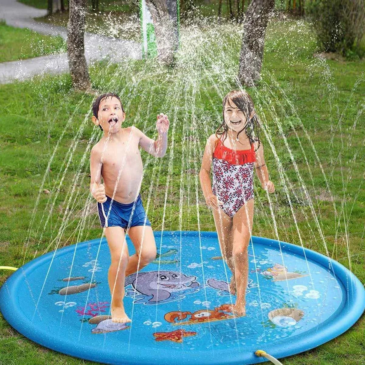 Piscina Inflável Infantil com Jatos de Água – Brinquedo Sprinkler ao Ar Livre 170cm