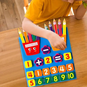Placa de Feltro Educativa Infantil – Aprendizagem de Números, Adição e Subtração Montessori