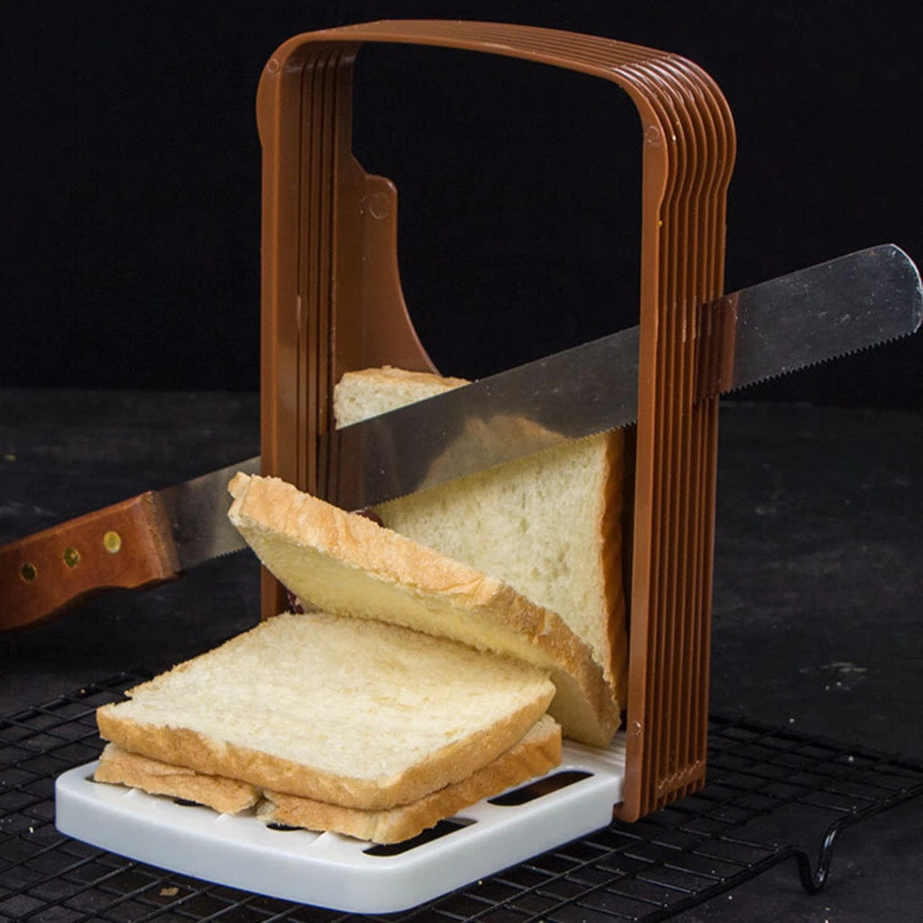 Suporte Guia de Corte para Pão – Fatiador Dobrável em Plástico para Pães Caseiros e Torradas