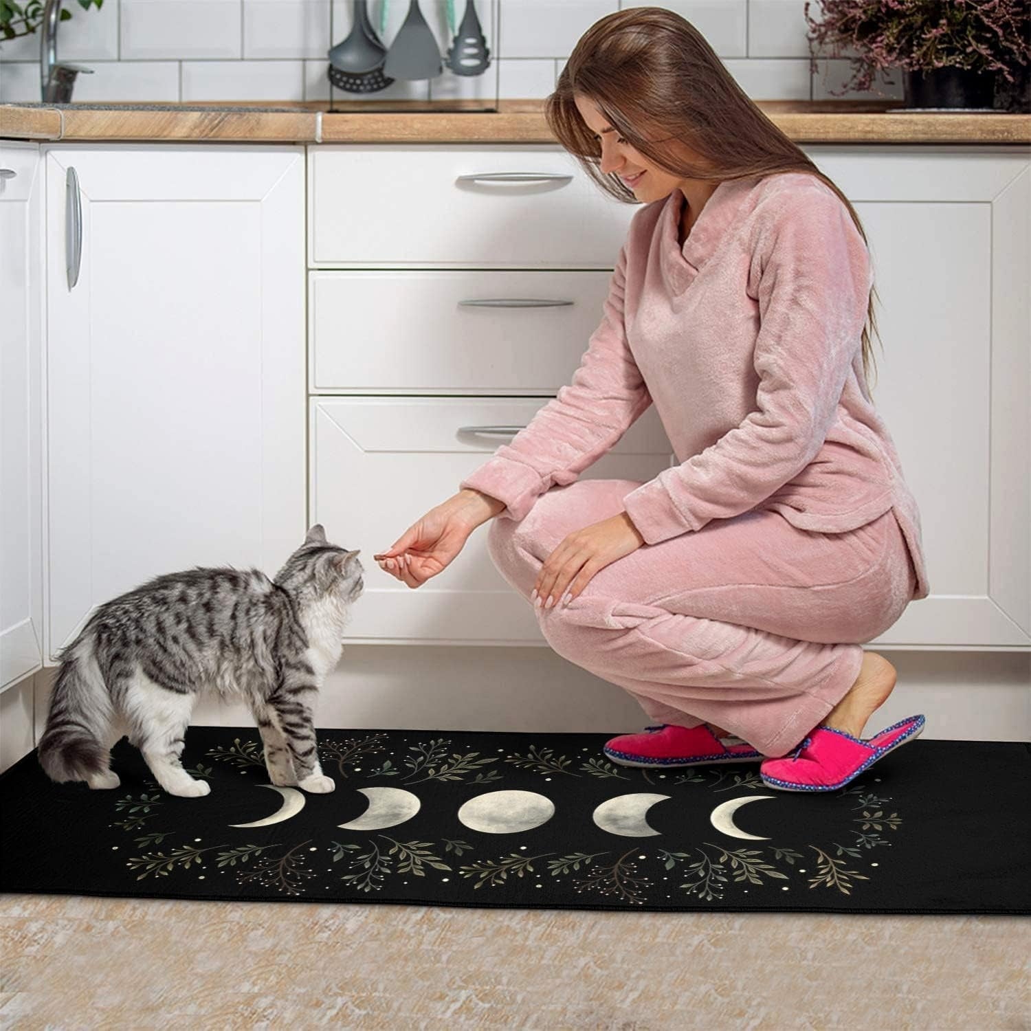 Tapete Decorativo Gótico – Lua Cheia e Fases, Ideal para Casa Moderna