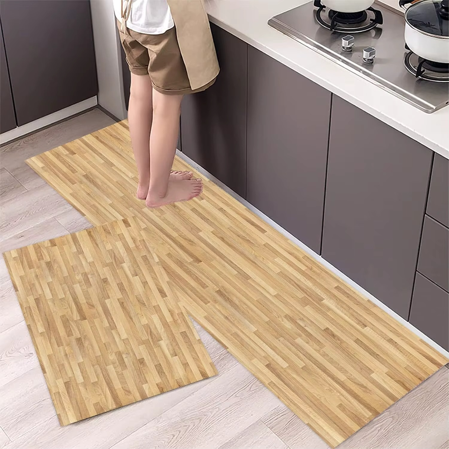 Tapete Decorativo de Madeira – Cozinha, Entrada e Banheiro com Absorção Rápida