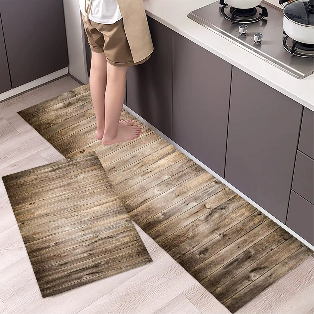 Tapete Decorativo de Madeira – Cozinha, Entrada e Banheiro com Absorção Rápida