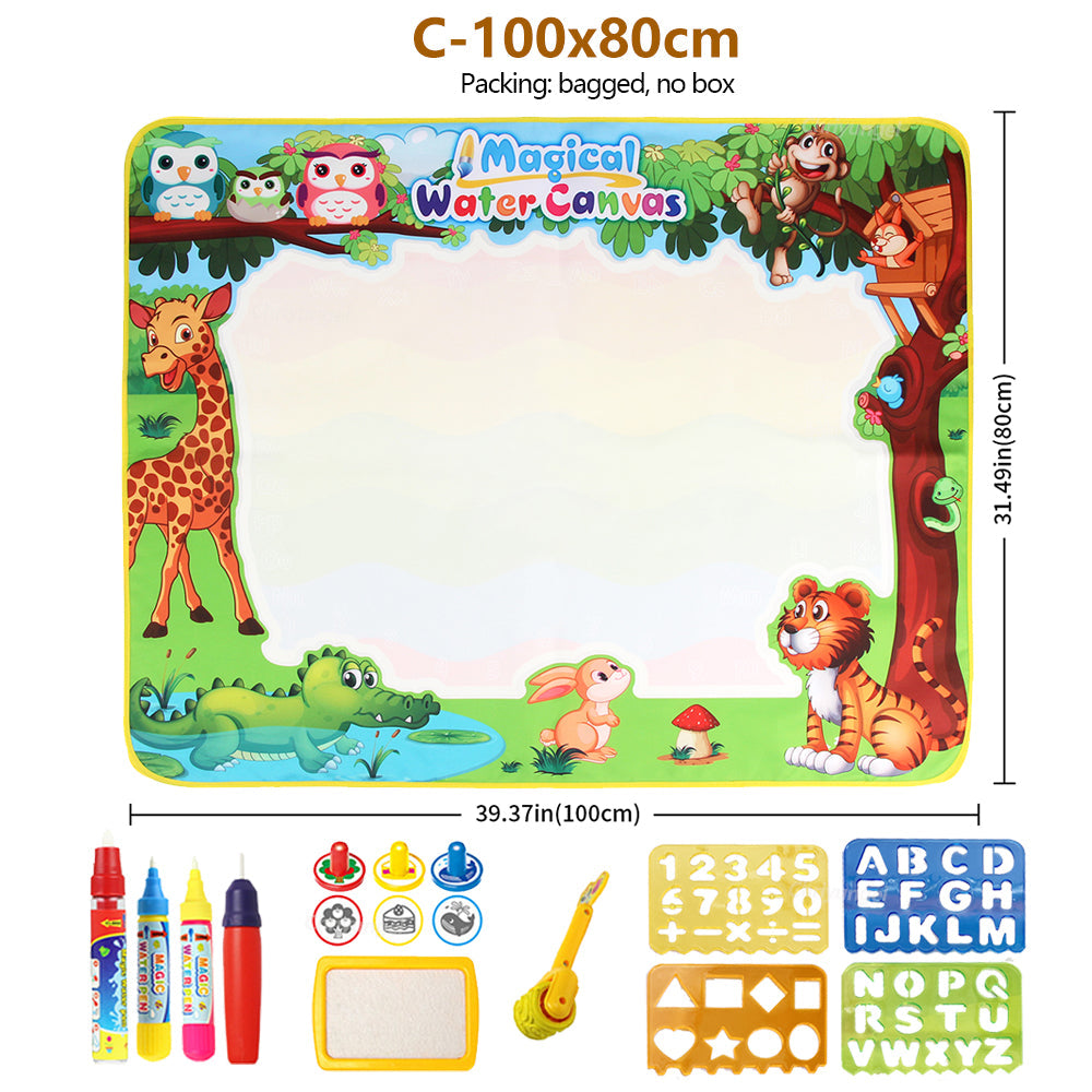 Tapete Mágico de Desenho com Água 100x80cm – Brinquedo Educativo Reutilizável com Canetas Mágicas para Crianças