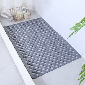 Tapete de Banheiro Antiderrapante com Ventosas – Drenagem Rápida e Design com Furos