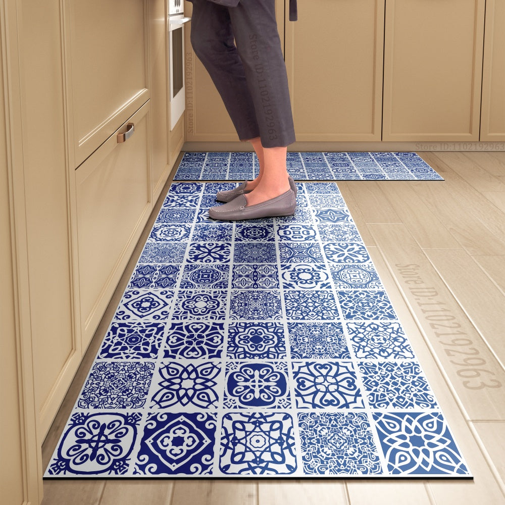 Tapete de Cozinha Estilo Azulejo – Antiderrapante, Impermeável e Fácil de Limpar