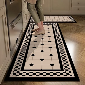 Tapete de Cozinha Estilo Xadrez – Secagem Rápida e Antiderrapante Premium