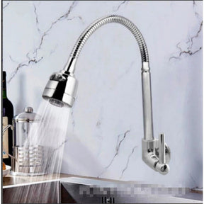 Torneira de Parede Inox Prata para Cozinha com Chuveiro 360° – Luxo