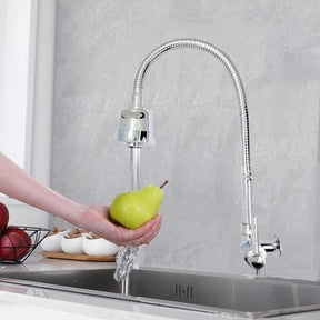 Torneira de Parede Inox Prata para Cozinha com Chuveiro 360° – Luxo