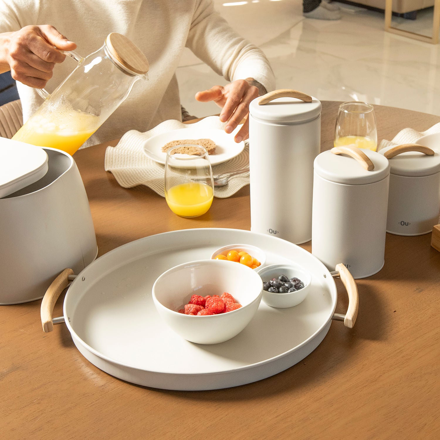 Bandeja com alças 41,5x37x3cm Linha Sense
