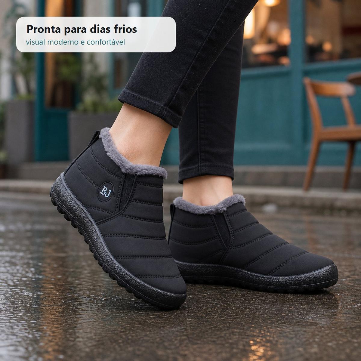 Bota Feminina Impermeável com Forro de Pelúcia - Confortável e Quente para Inverno