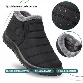 Bota Feminina Impermeável com Forro de Pelúcia - Confortável e Quente para Inverno