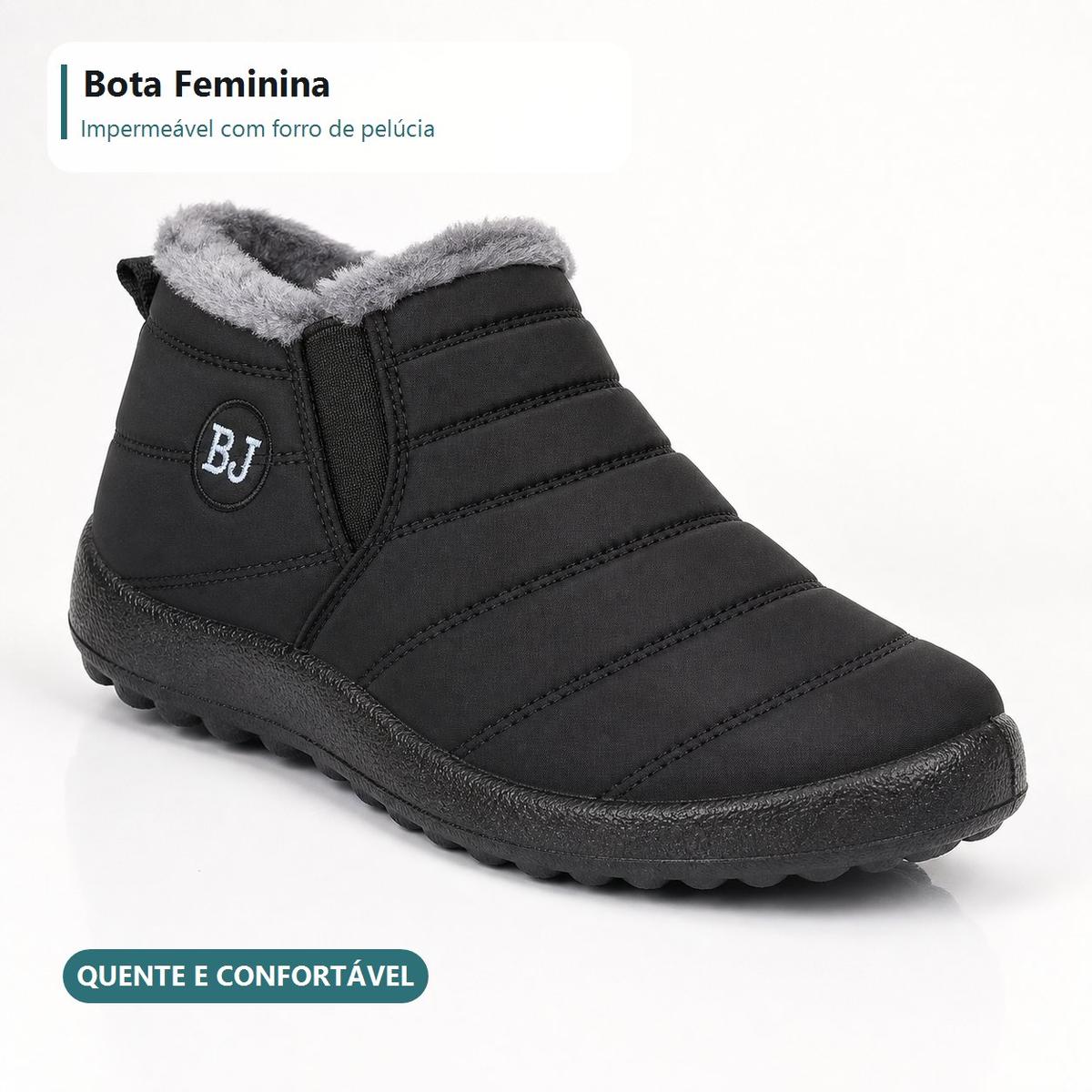 Bota Feminina Impermeável com Forro de Pelúcia - Confortável e Quente para Inverno
