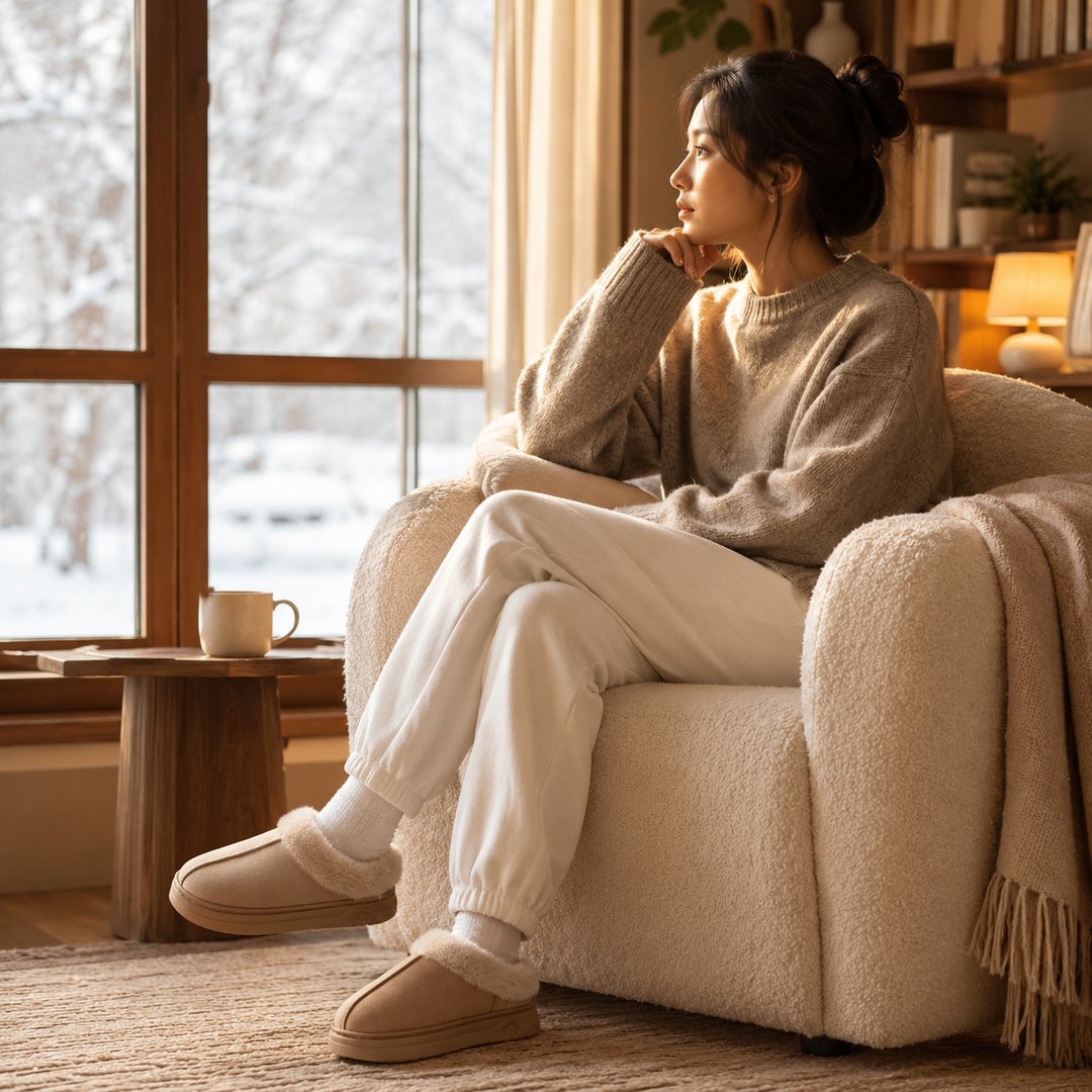 Bota Feminina Quente Antiderrapante - Sola Grossa Confortável para Interior, Exterior e Neve no Inverno