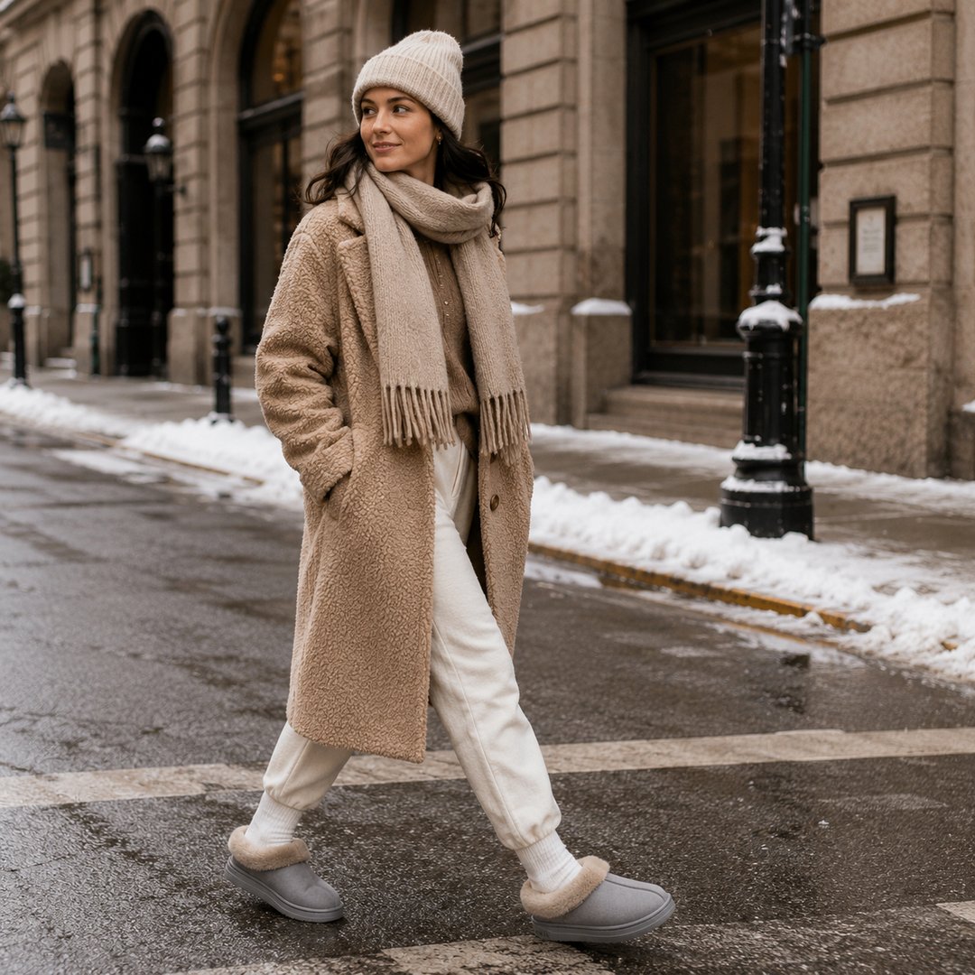 Bota Feminina Quente Antiderrapante - Sola Grossa Confortável para Interior, Exterior e Neve no Inverno