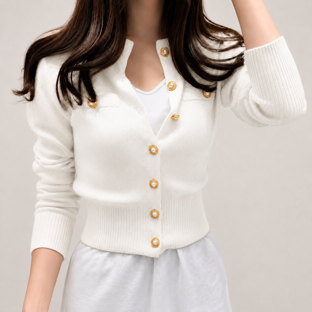 Cardigã Feminino Tricô Curto com Botões - Slim Chic Estilo Coreano para Outono e Inverno