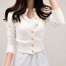 Cardigã Feminino Tricô Curto com Botões - Slim Chic Estilo Coreano para Outono e Inverno