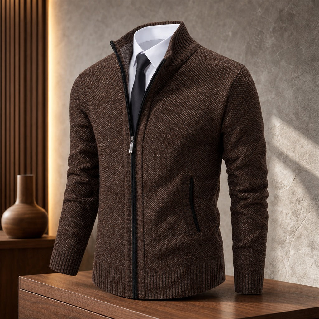Casaco Masculino Fleece Gola Alta com Zíper - Quente e Macio para Inverno