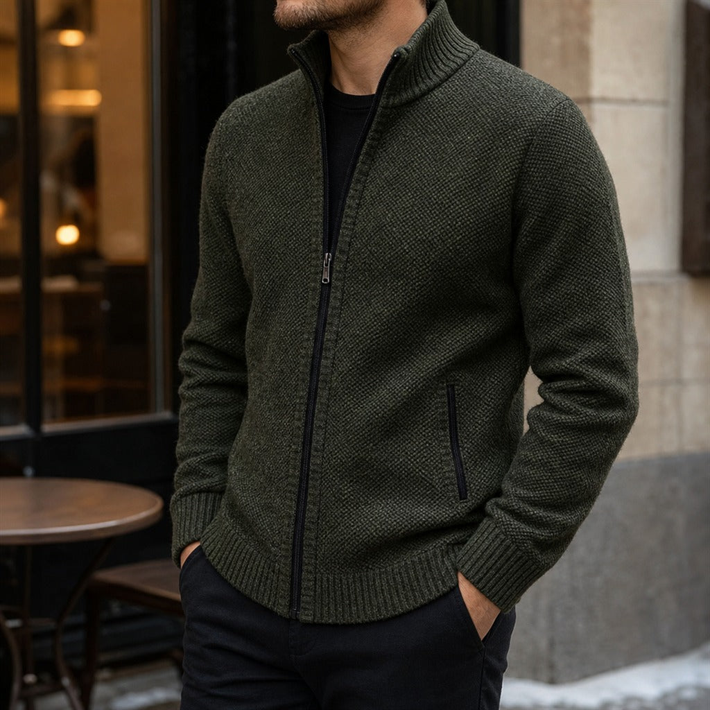 Casaco Masculino Fleece Gola Alta com Zíper - Quente e Macio para Inverno