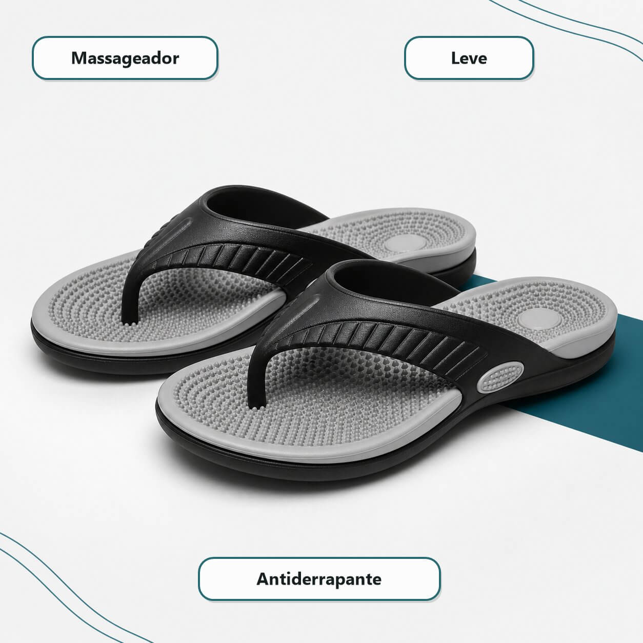 Chinelo Masculino Massageador de EVA – Sola Anatômica, Antiderrapante e Leve