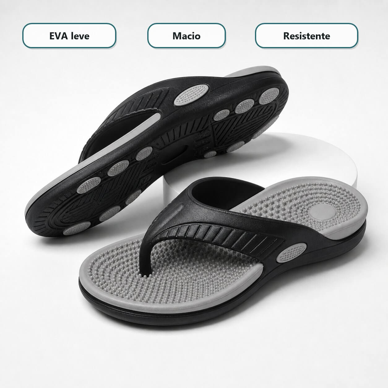 Chinelo Masculino Massageador de EVA – Sola Anatômica, Antiderrapante e Leve