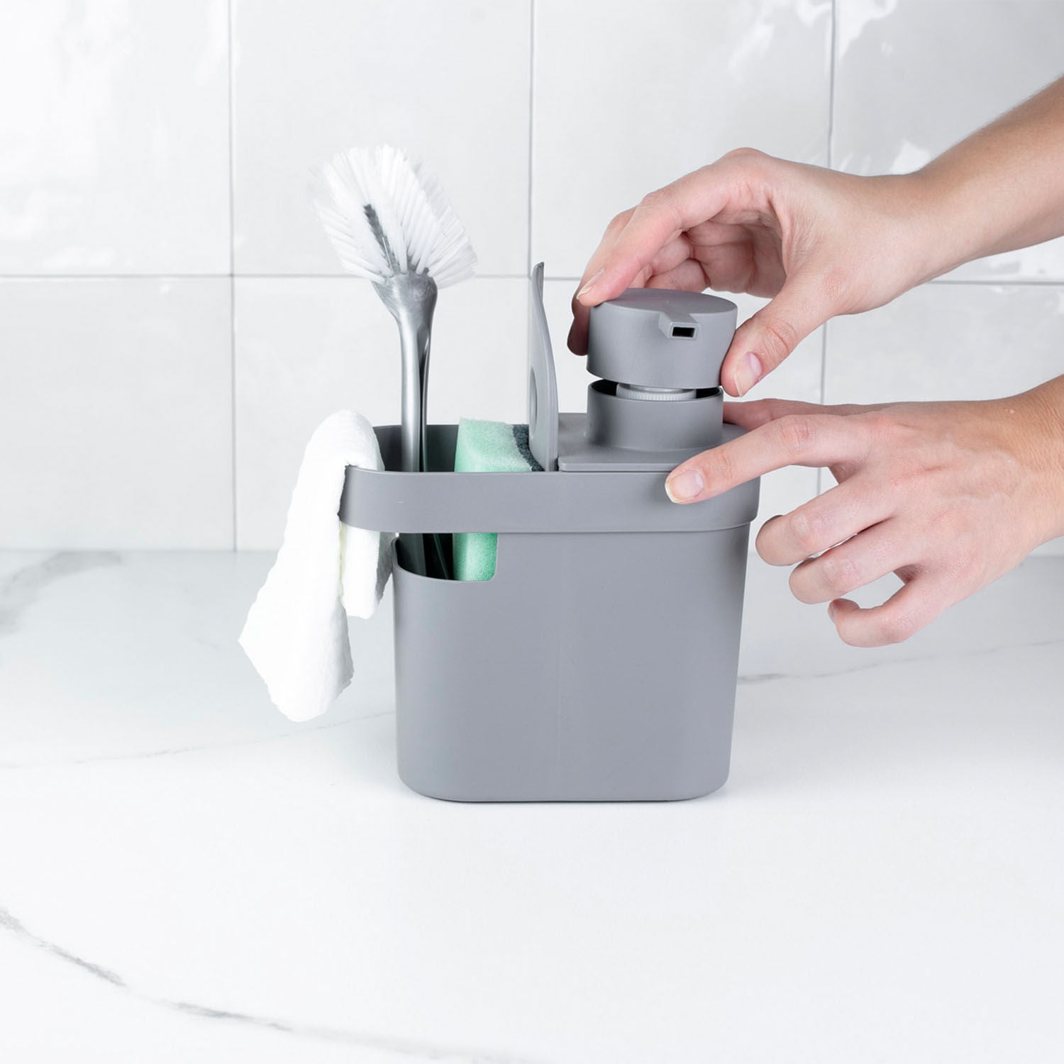 Dispenser para detergente e organizador de pia 650ml Linha Trium