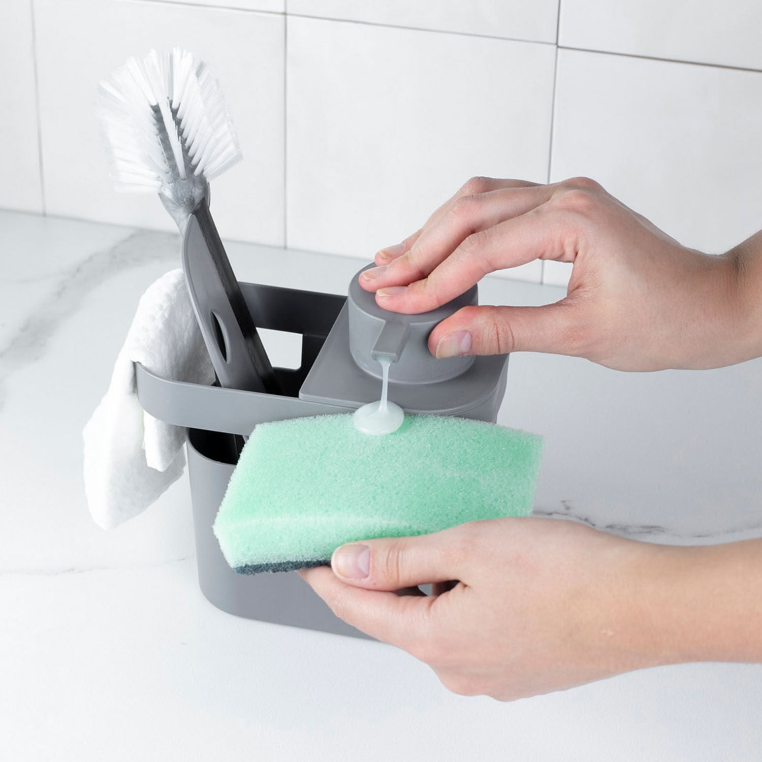 Dispenser para detergente e organizador de pia 650ml Linha Trium