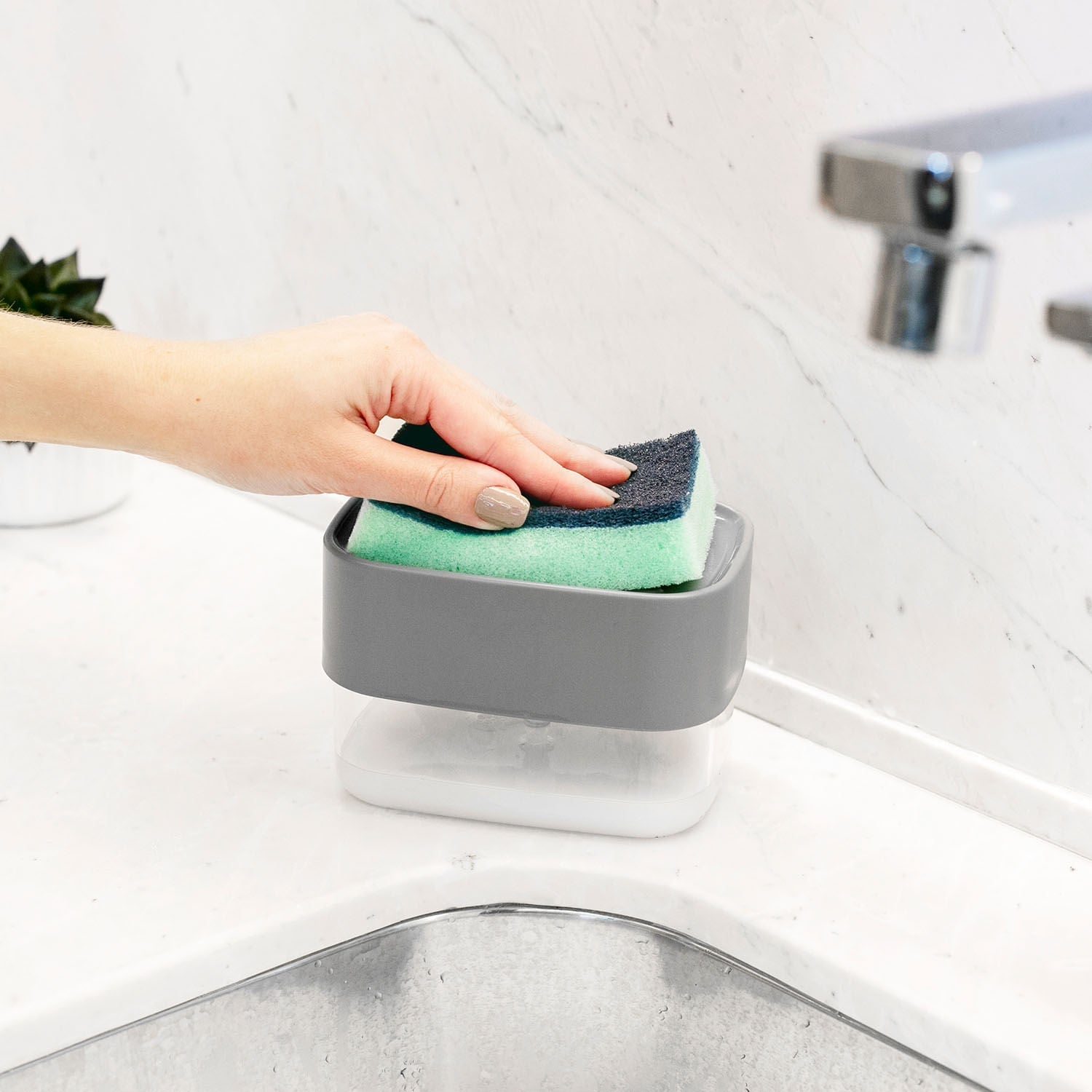 Dispenser para detergente porta esponja 550ml Linha Trium