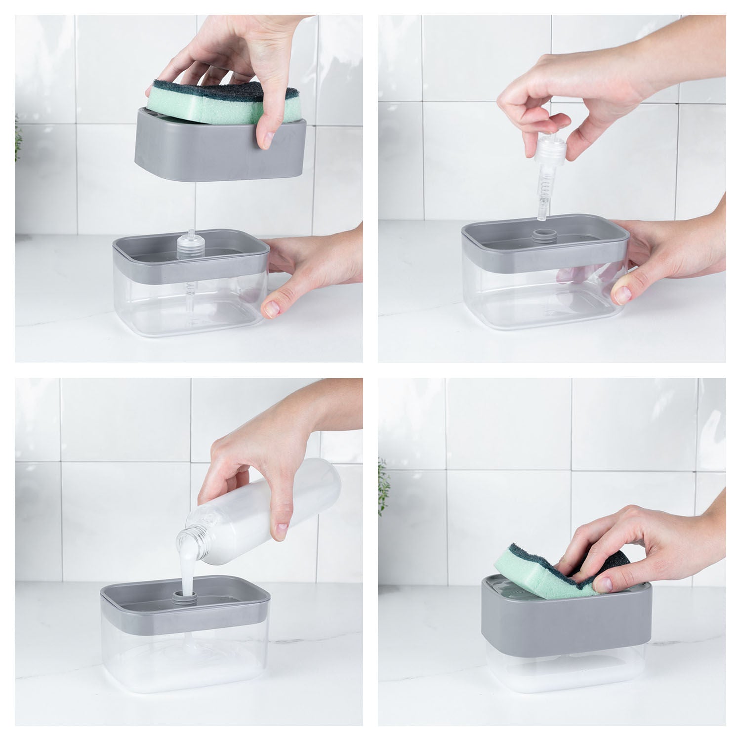 Dispenser para detergente porta esponja 550ml Linha Trium