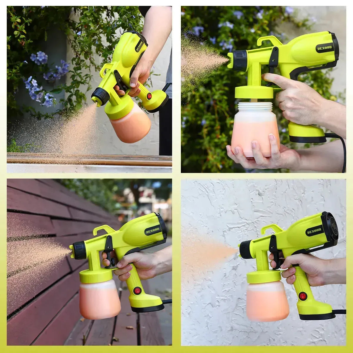 Pistola de Pintura Elétrica 800W DESOON 800ml Bico 2.0mm 38.000 RPM