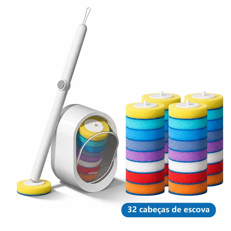 Kit Escova Sanitária Descartável SOPAMI — Suporte + 32 refis