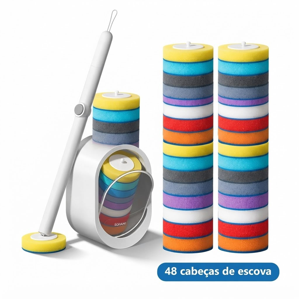 Kit Escova Sanitária Descartável SOPAMI — Suporte + 48 refis