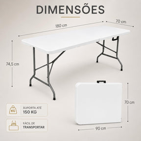 Mesa Dobrável Portátil com Alça 1,80m