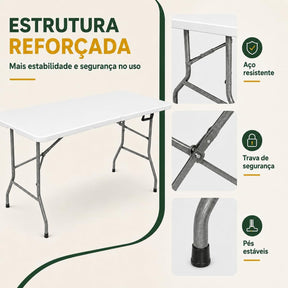 Mesa Dobrável Portátil com Alça 1,80m
