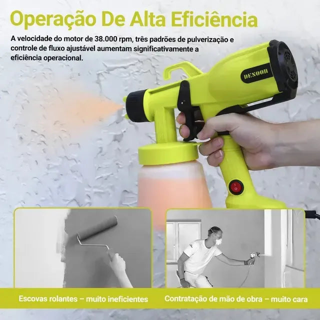 Pistola de Pintura Elétrica 800W DESOON 800ml Bico 2.0mm 38.000 RPM