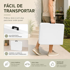 Mesa Dobrável Portátil com Alça 1,80m