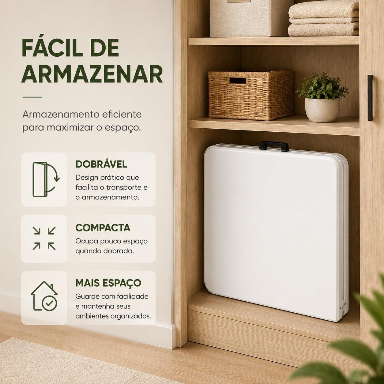 Mesa Dobrável Portátil com Alça 1,80m